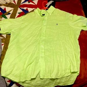Polo mens L shirt sleeve button up. Light green